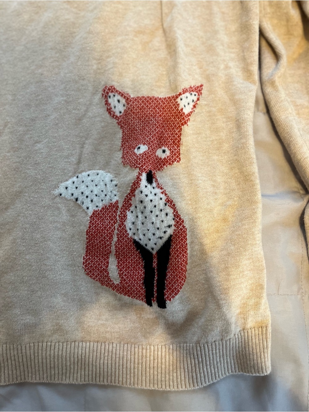 Talbots Beige Crewneck Sweater with Rustic fox detail - Picture 4 of 7